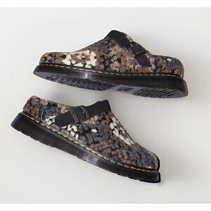 NEW Dr. Martens Isham Black Crochet Mens 10 Wool Faux Fur Slides Clog Slip